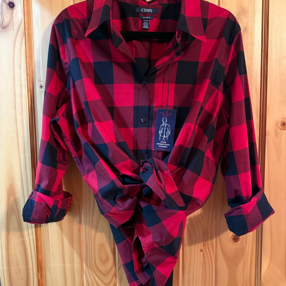 Chaps Red and Black Button Down Shirt Size 1X NWT
